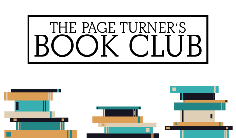 The Page Turner's Book Club with book stacks
